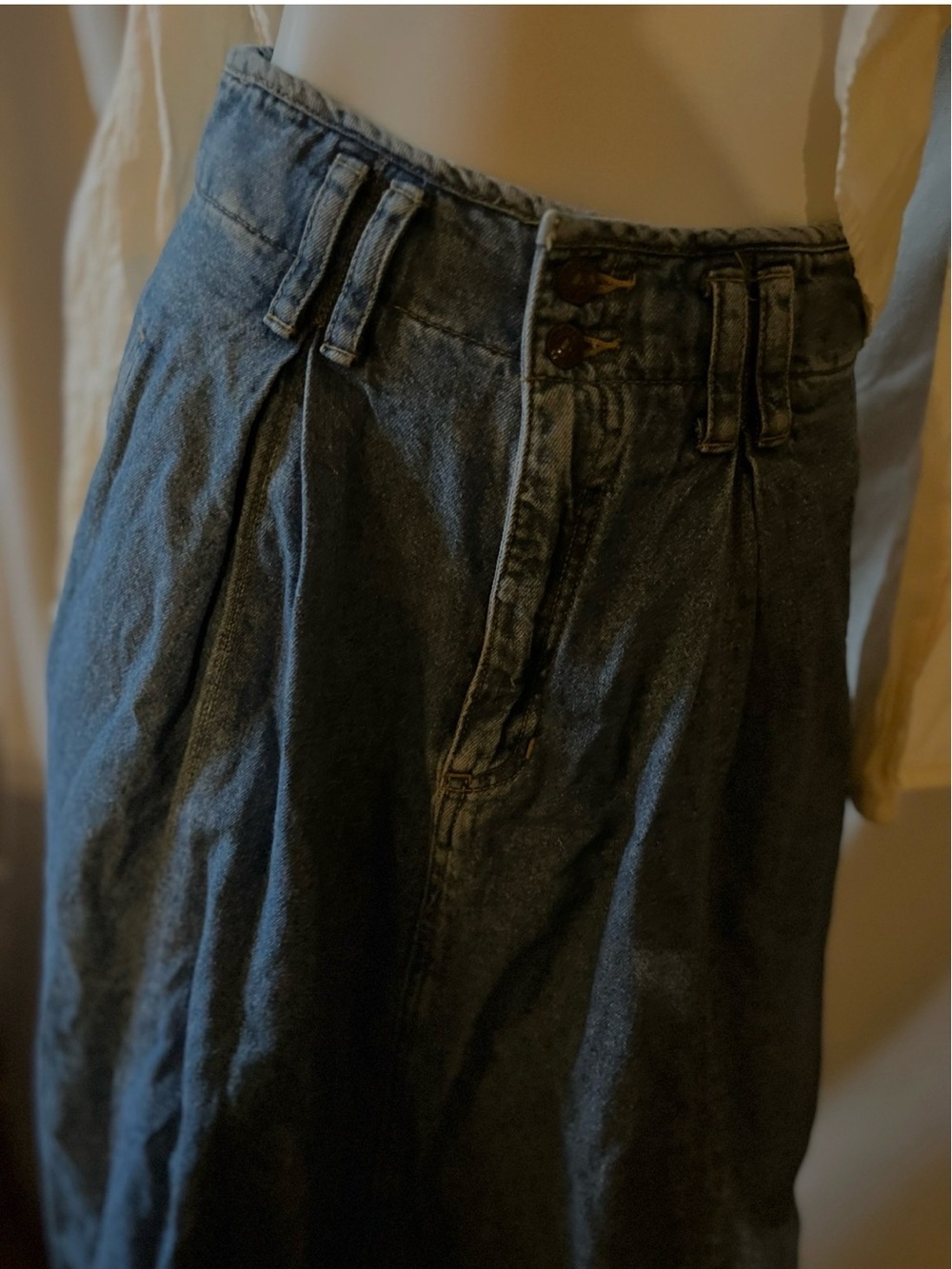 Vintage 90s Lizwear Pleated Denim Skirt High Waisted Midi [4]